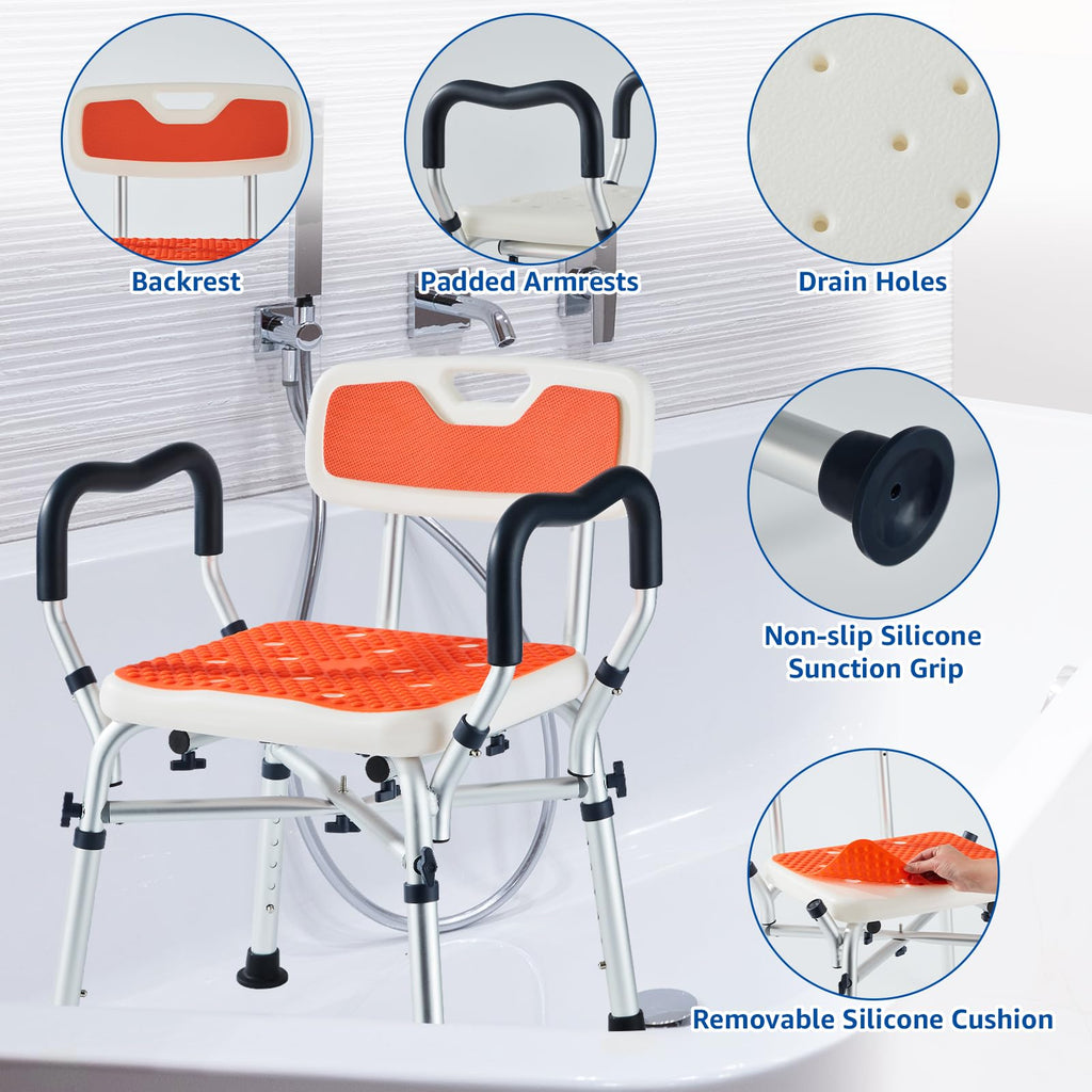 Padded Shower Chair with Arms and Back B58766