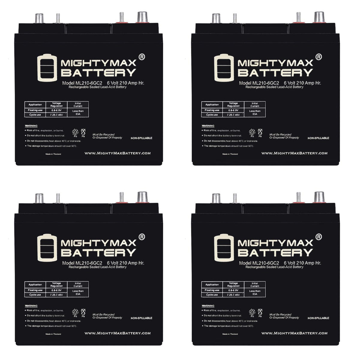 6V 210AH Deep Cycle AGM Battery 4 Pack N932727