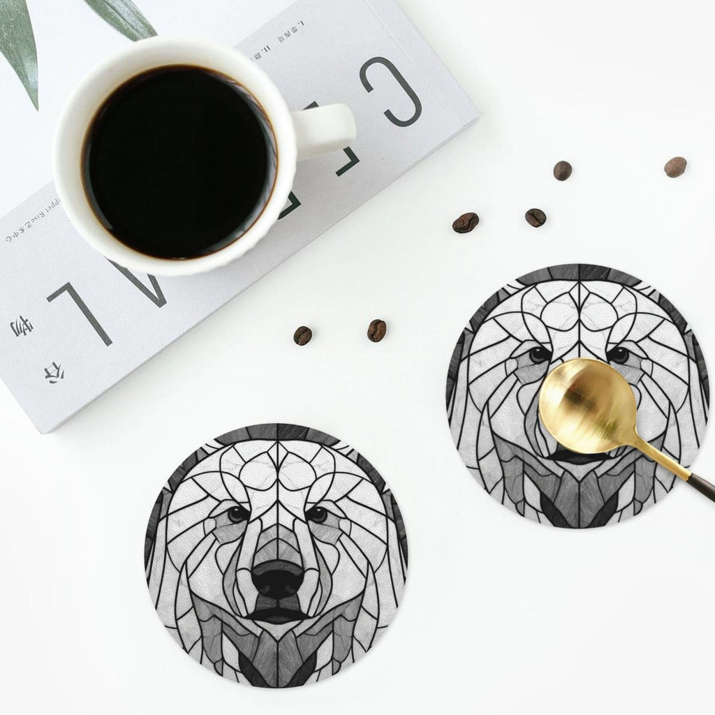 Black and White Bear Leather Coasters Set of 4 N43330