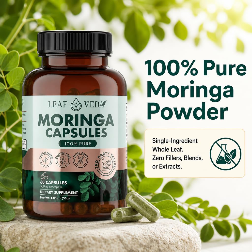 Moringa Capsules 1000mg Vegan Non-GMO 60 Count V1033