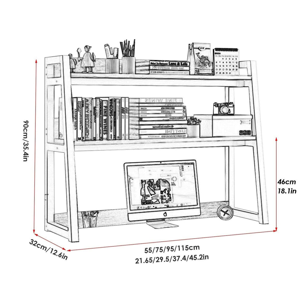 White 2-Tier Wood Desktop Bookshelf G83955