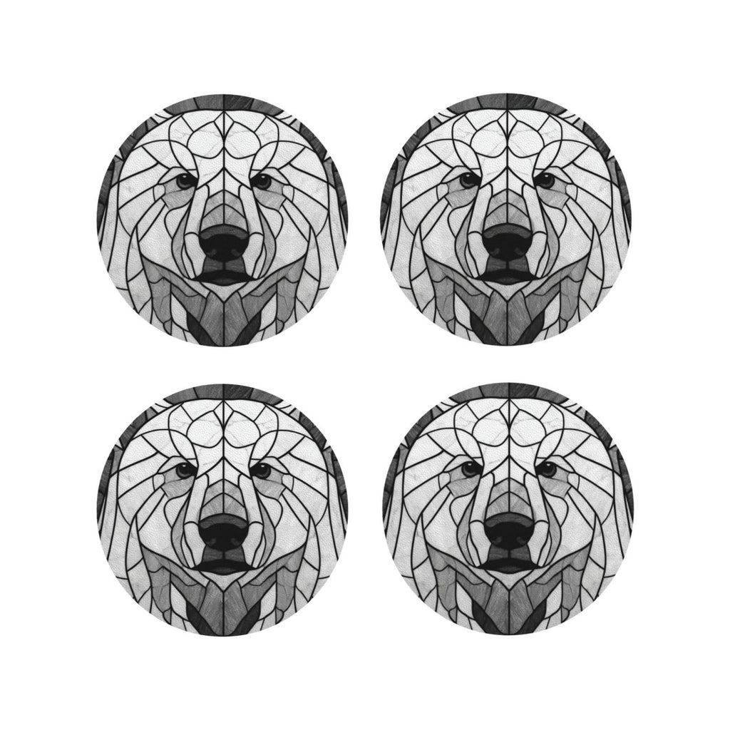 Black and White Bear Leather Coasters Set of 4 N43330
