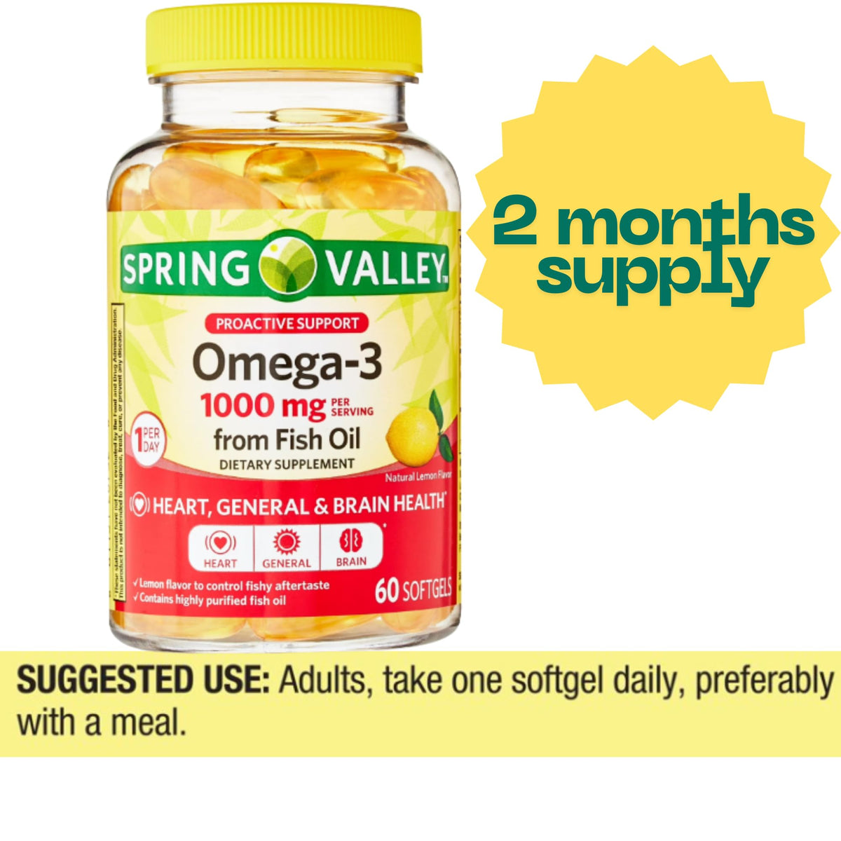 1000 mg Fish Oil Softgels 60 Count S869901