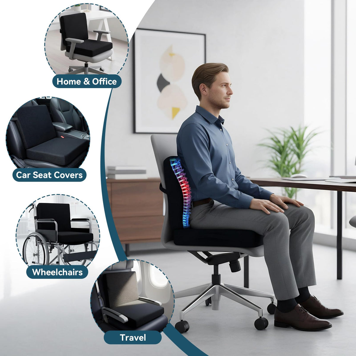 Car Seat Cushion with Backrest E30623