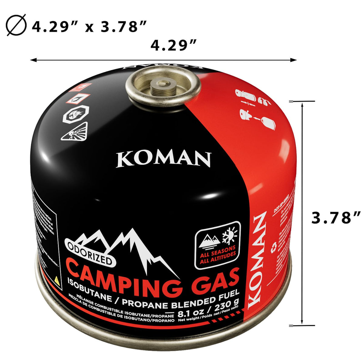 230 Gram Isobutane Butane Propane Camping Fuel Canister Pack of 6 C160216