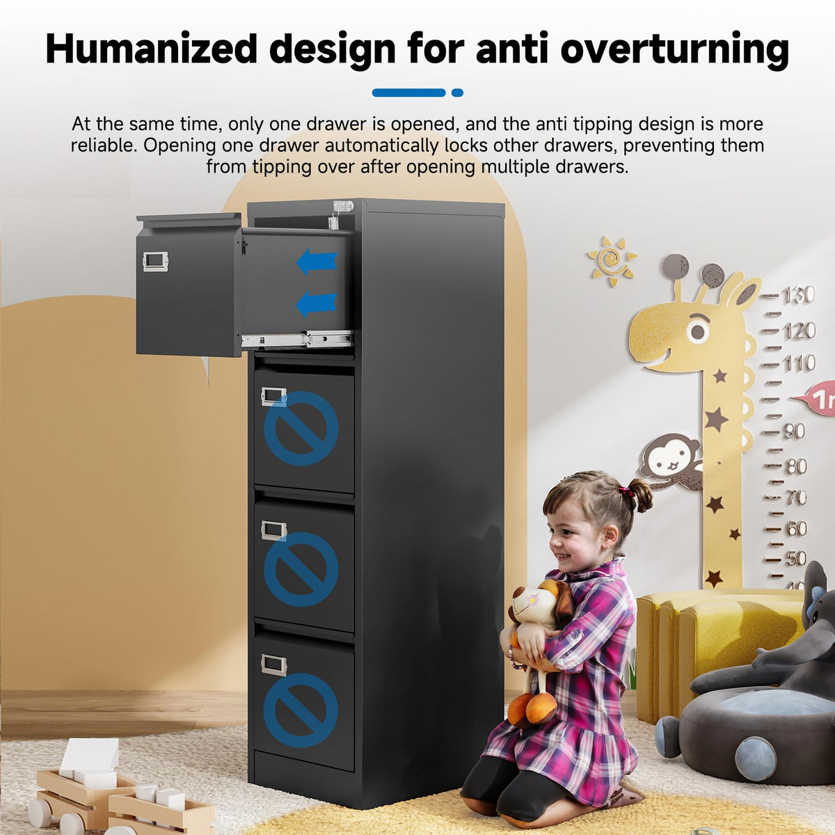 4 Drawer Lock Metal Vertical File Cabinet S94450