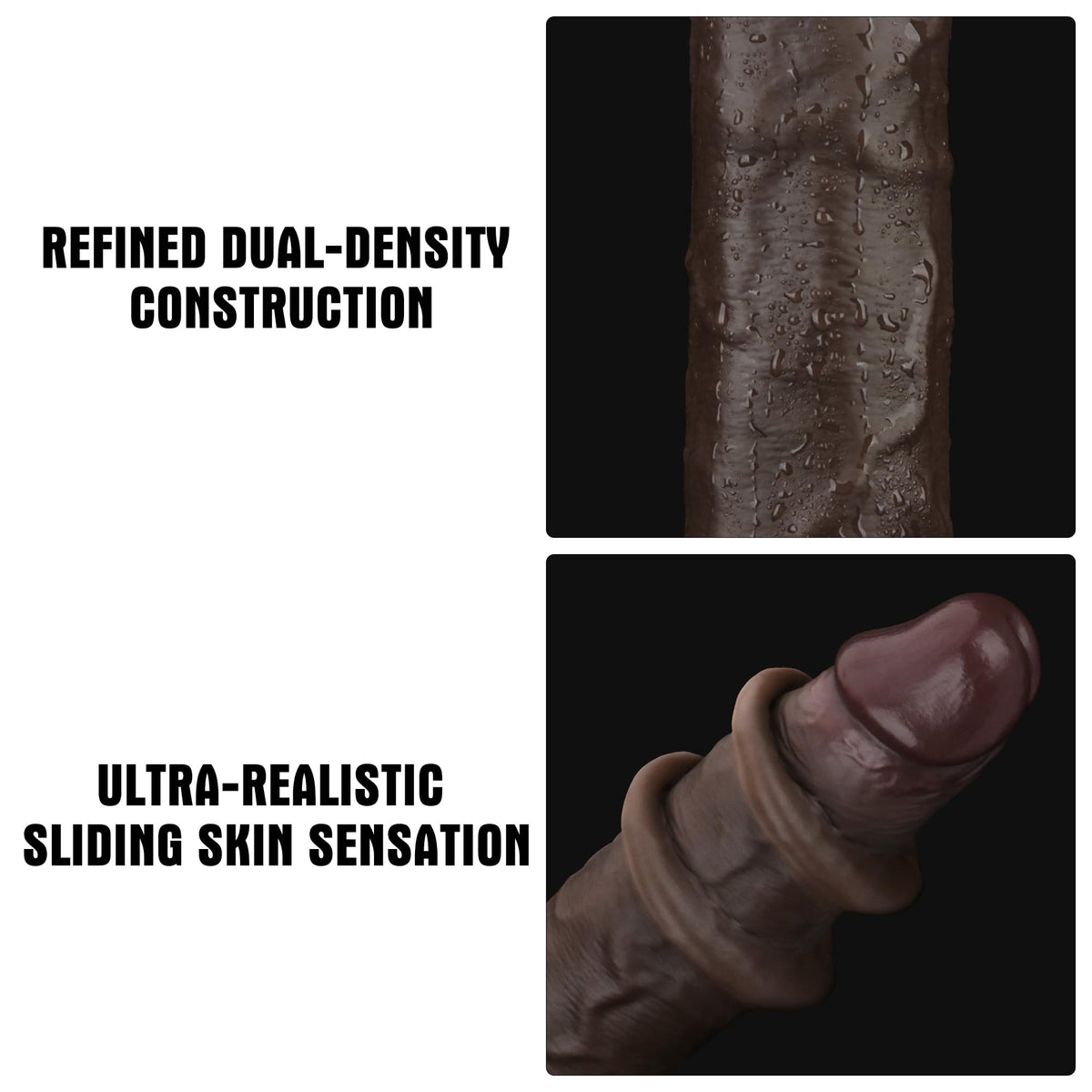 Black 7.5 Inch Dual Density Silicone Dildo R9564