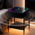 Black LED Smart Nightstand with Bluetooth Speaker & Wireless Charging G754