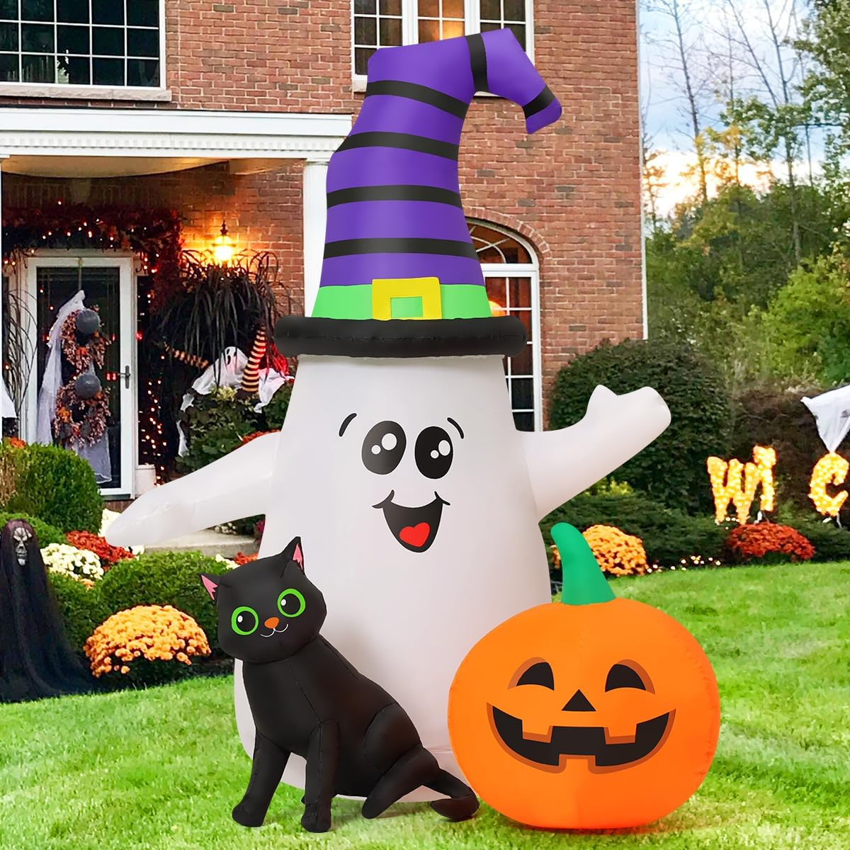 5FT Inflatable Halloween Ghost with Pumpkin Yard Decoration U728
