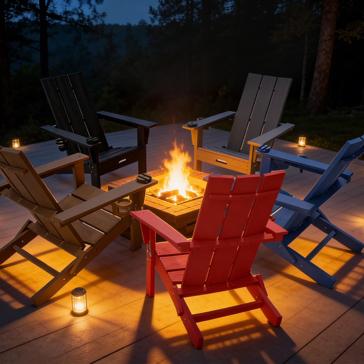 Folding Adirondack Chair with Cup Holder P701142
