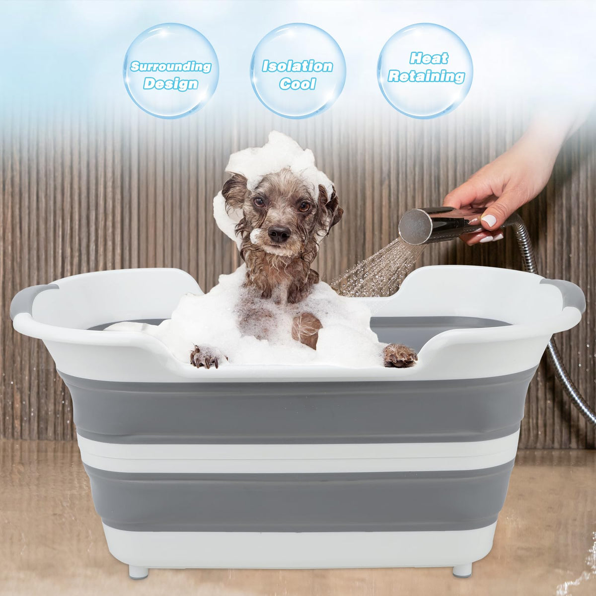 27L Raised Collapsible Dog Bathtub with Drain I8060