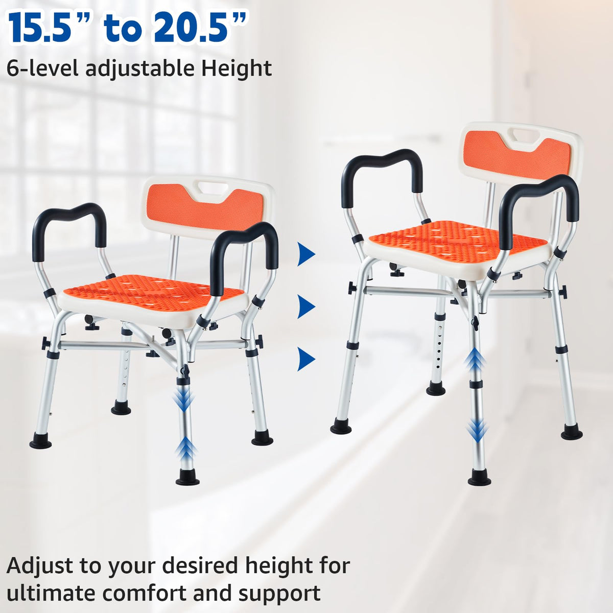 Padded Shower Chair with Arms and Back B58766