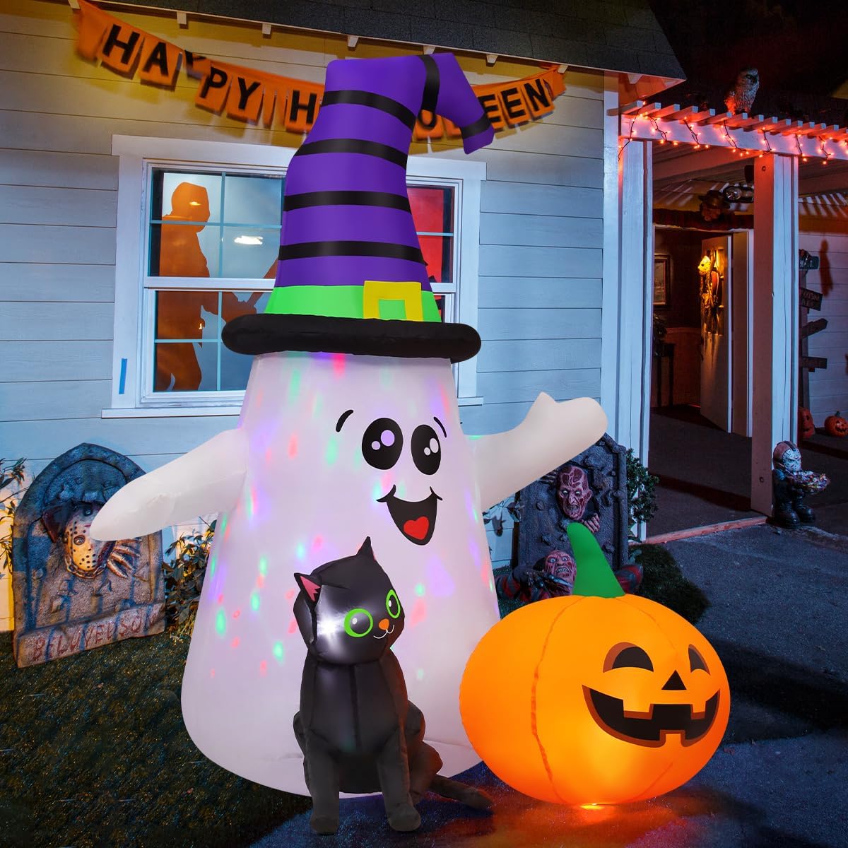 5FT Inflatable Halloween Ghost with Pumpkin Yard Decoration U728