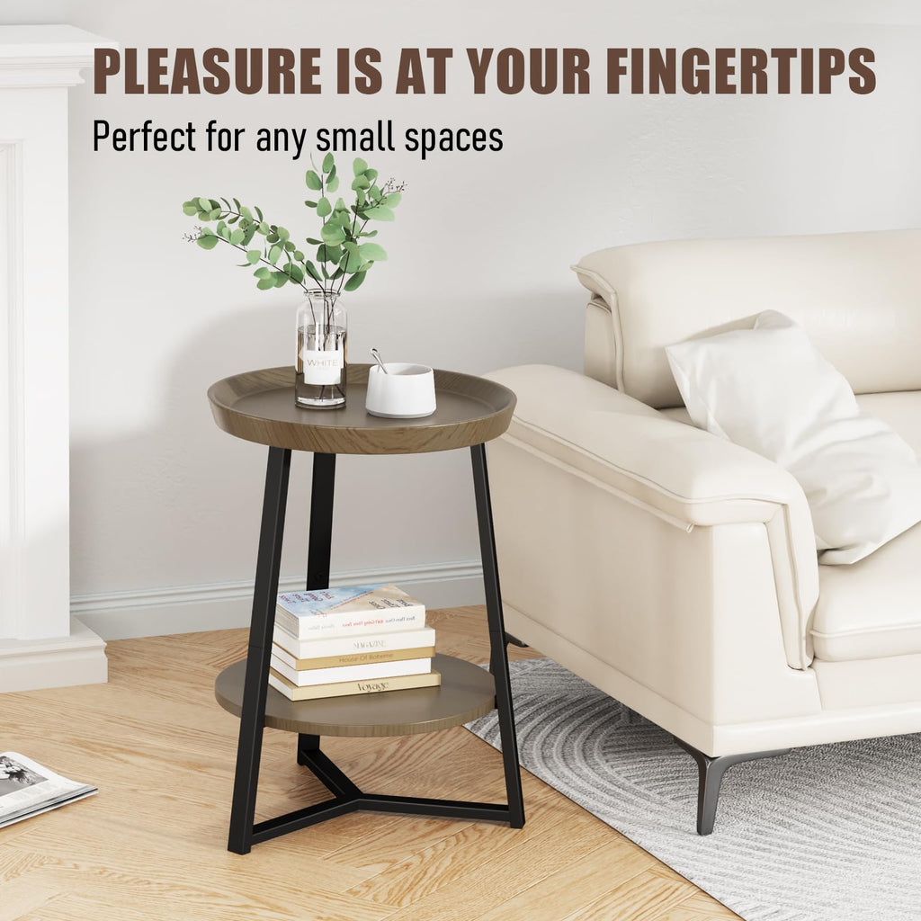 Round 2 Tier End Table with Storage Shelf K7371