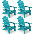 Folding Adirondack Chairs Set of 4 All-Weather Outdoor Chair with Cup Holder A4010
