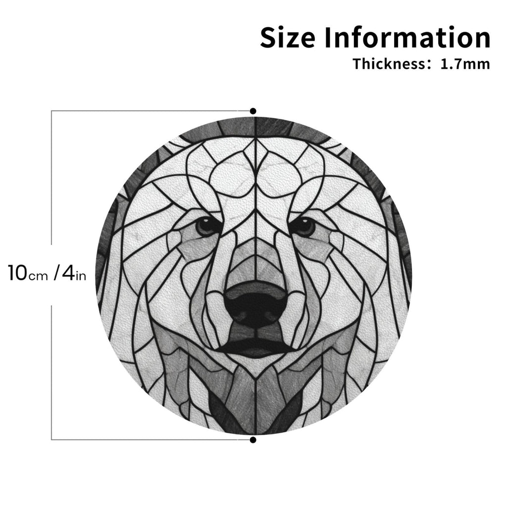 Black and White Bear Leather Coasters Set of 4 N43330