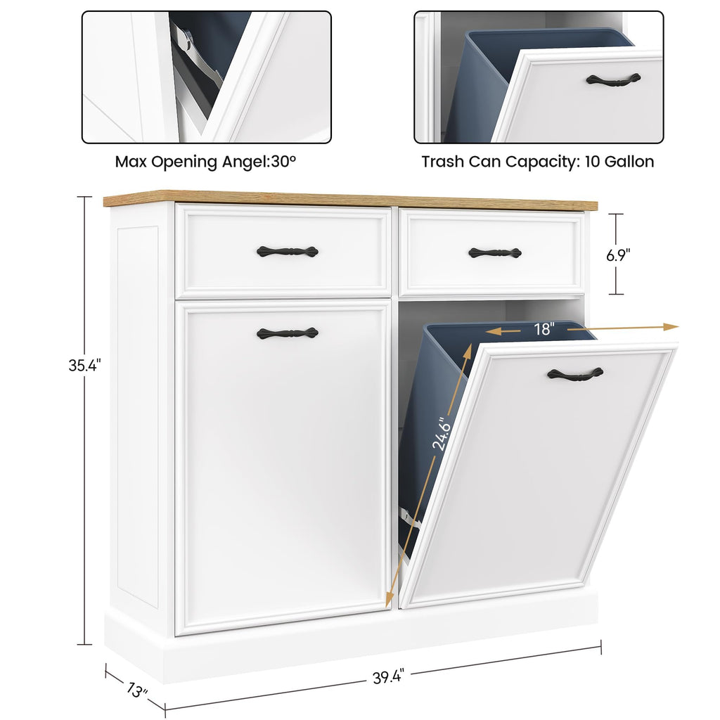Double Tilt Out Trash Cabinet 20 gal White H128796