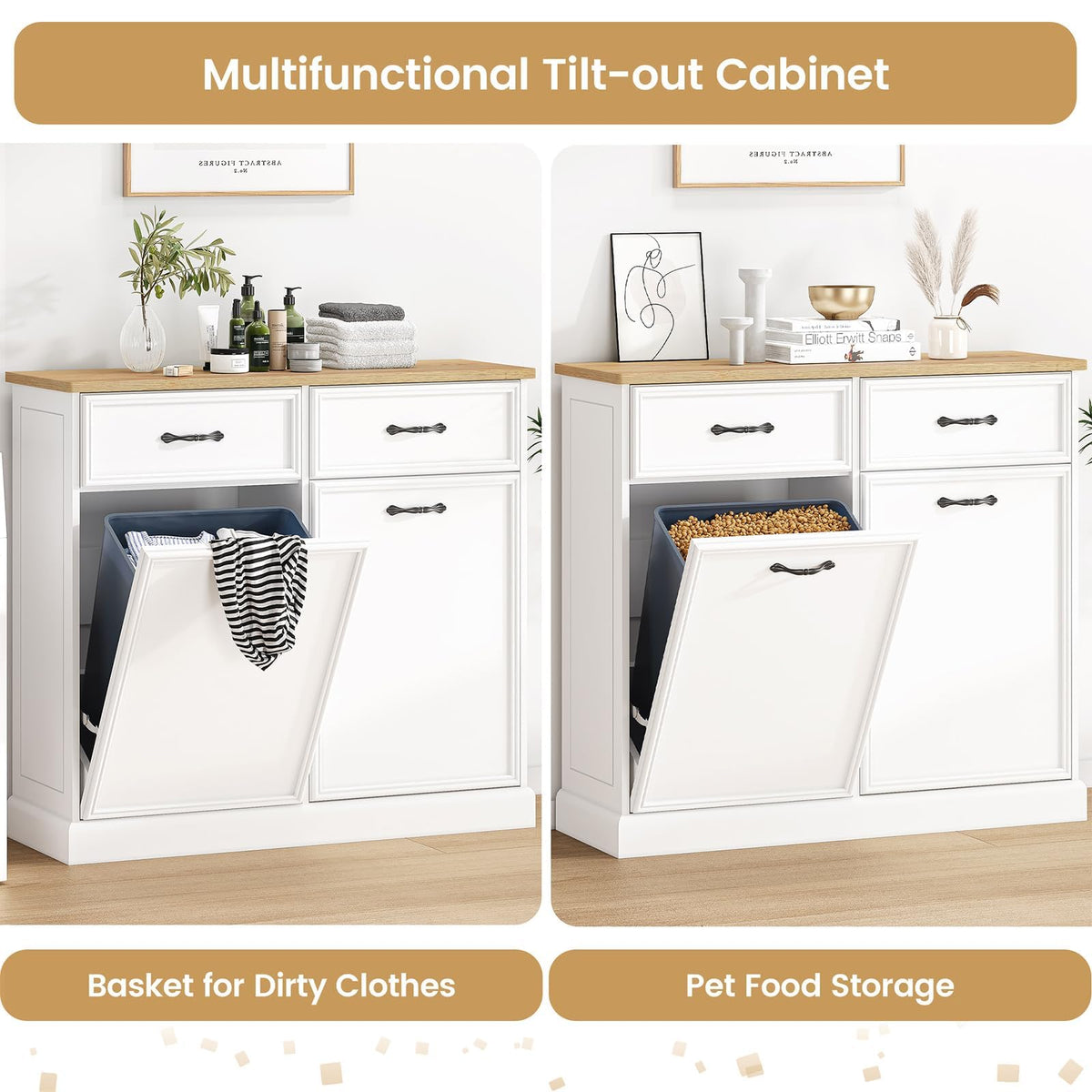 Double Tilt Out Trash Cabinet 20 gal White H128796