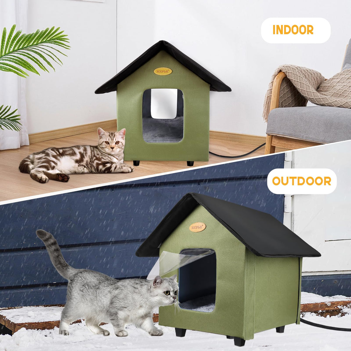 Heated Weatherproof Insulated Outdoor Cat House O966860