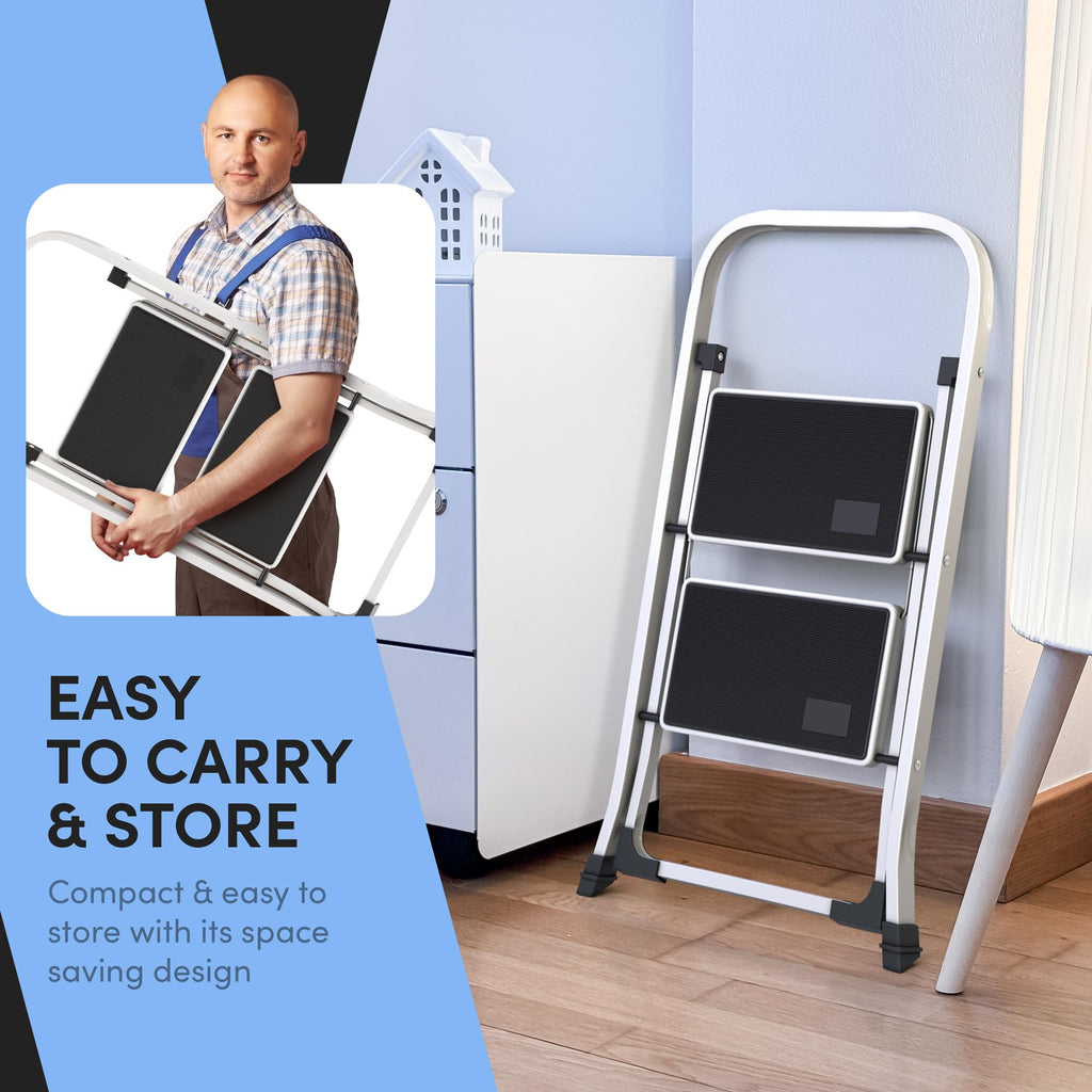 2-Step Folding Steel Ladder with Anti-Slip Platform H91816