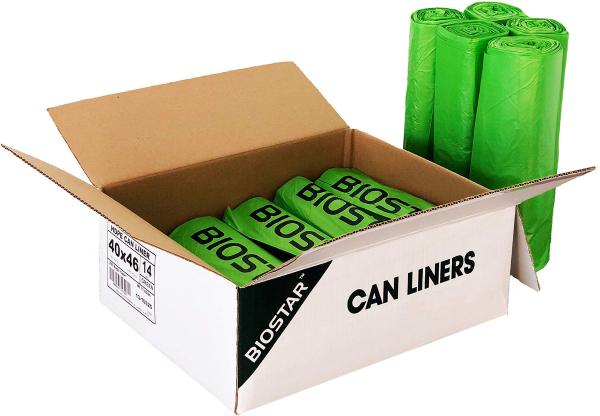 Biodegradable 40-45 Gallon Trash Bags 250 Count Green R3521