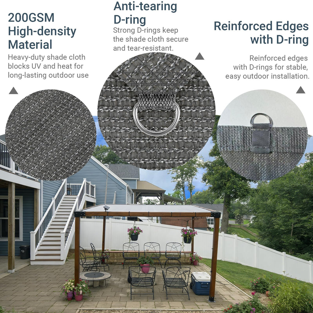 8x20 FT Sun Shade Cloth with D-Rings T504305