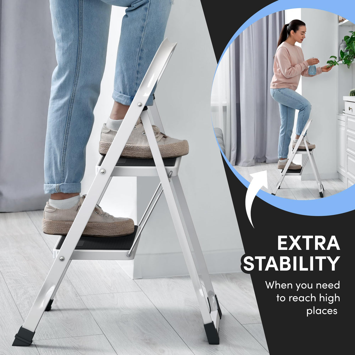 2-Step Folding Steel Ladder with Anti-Slip Platform H91816