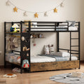 Twin Over Twin Metal Bunk Bed with Storage N910044