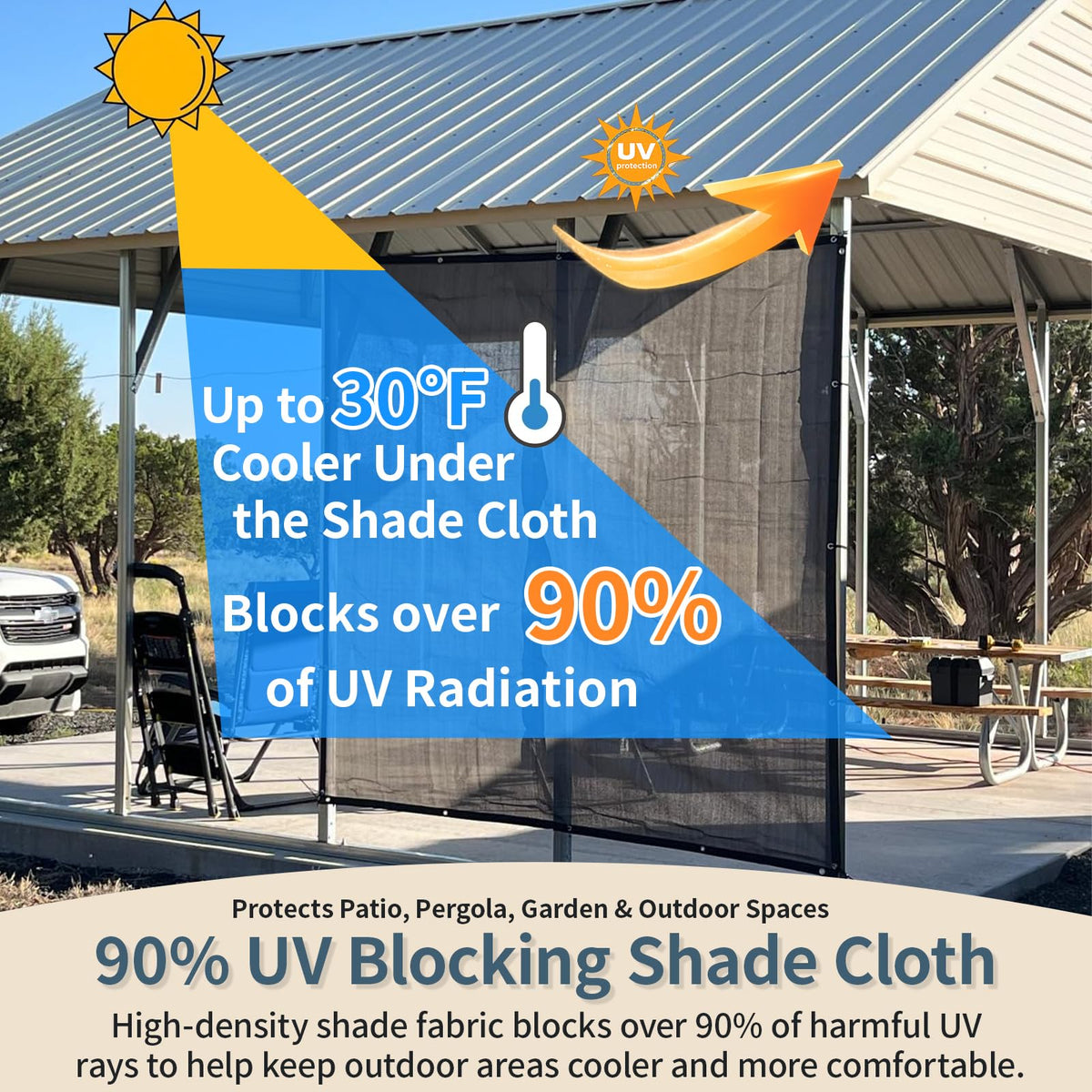 8x20 FT Sun Shade Cloth with D-Rings T504305
