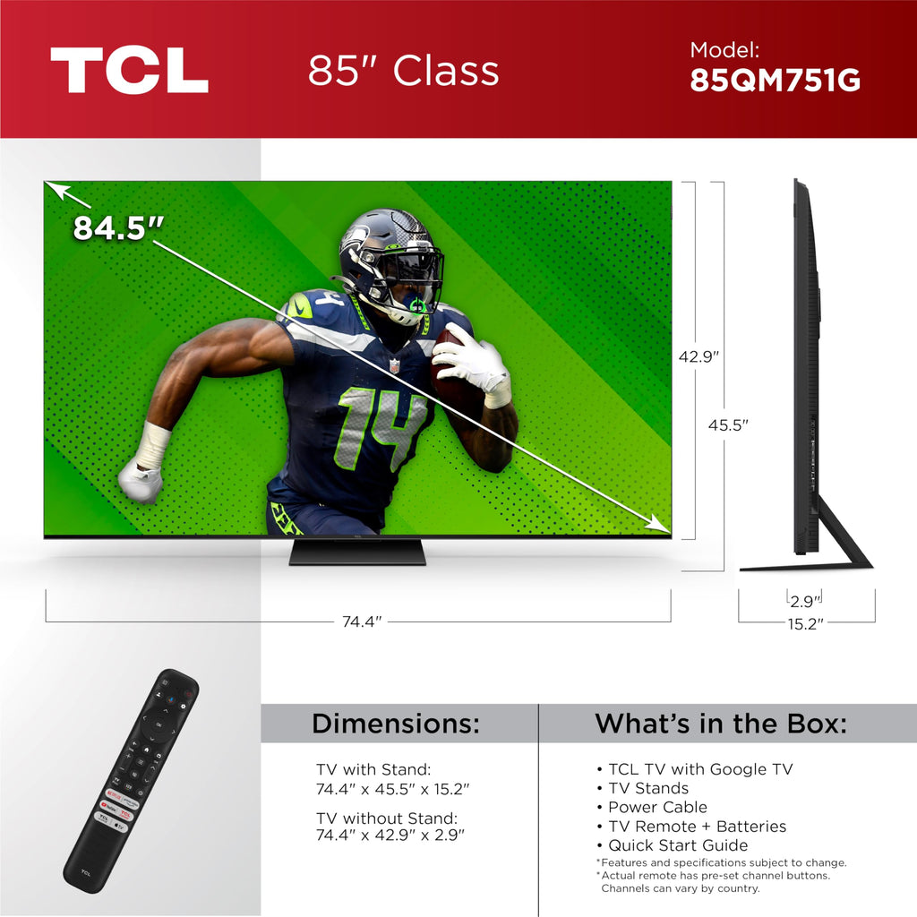 85-Inch QLED 4K Smart Mini LED TV with Google TV B92841