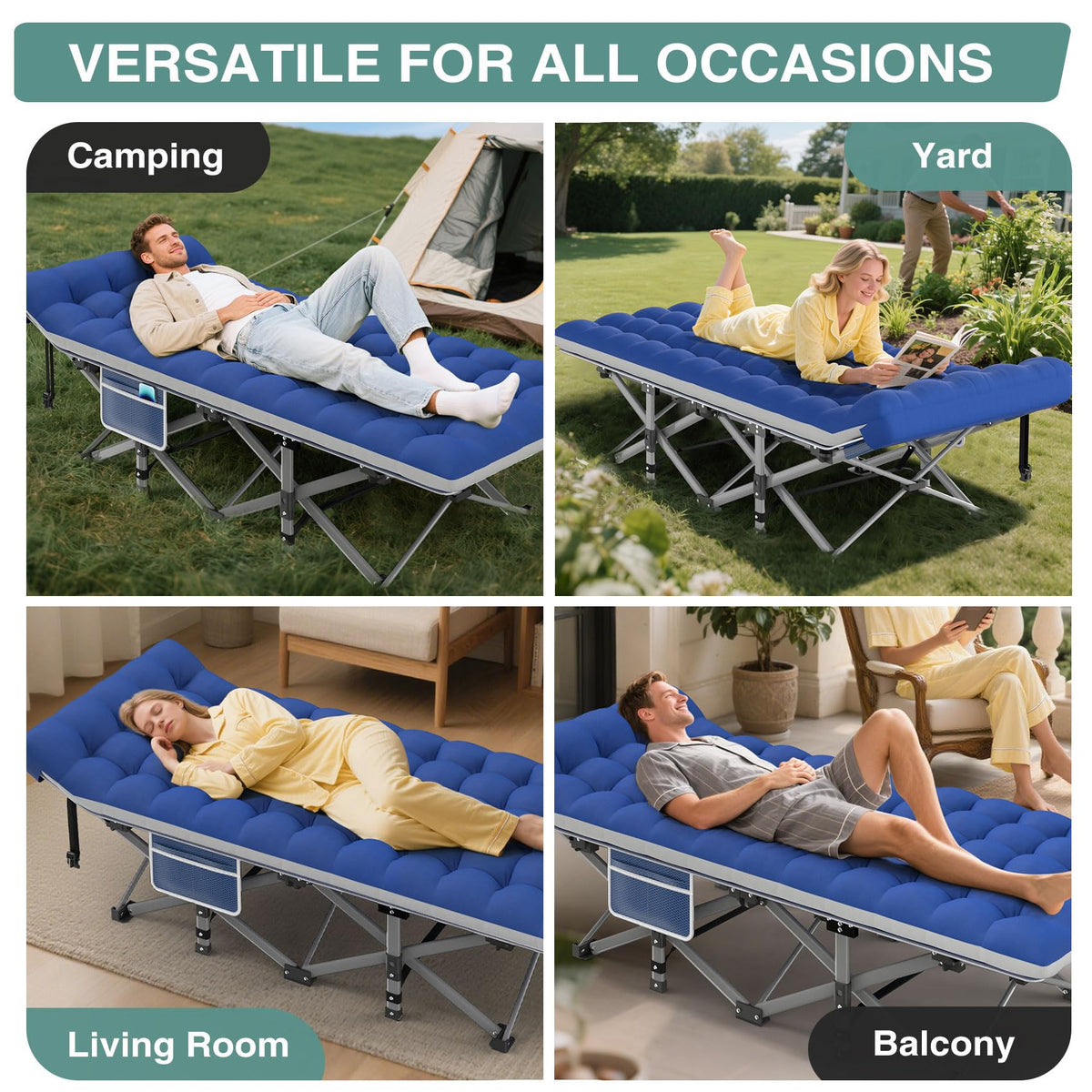 Folding Camping Cot with Mattress and Carry Bag S189