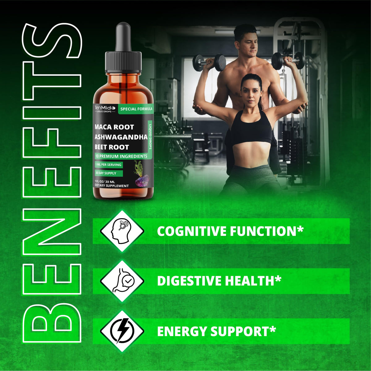 Maca Liquid Drops with Ashwagandha, Fenugreek, Beet Root, L-Arginine, Turmeric, Ginseng O15122