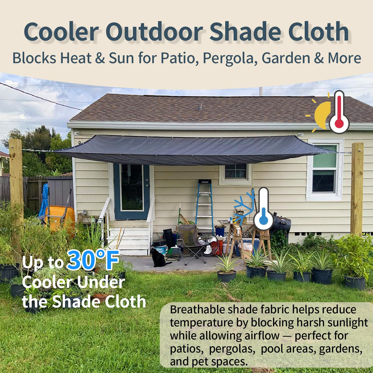 8x20 FT Sun Shade Cloth with D-Rings T504305