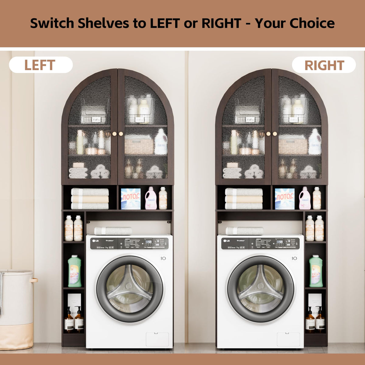 Over The Toilet Storage Cabinet with Acrylic Doors and Adjustable Shelf S6735