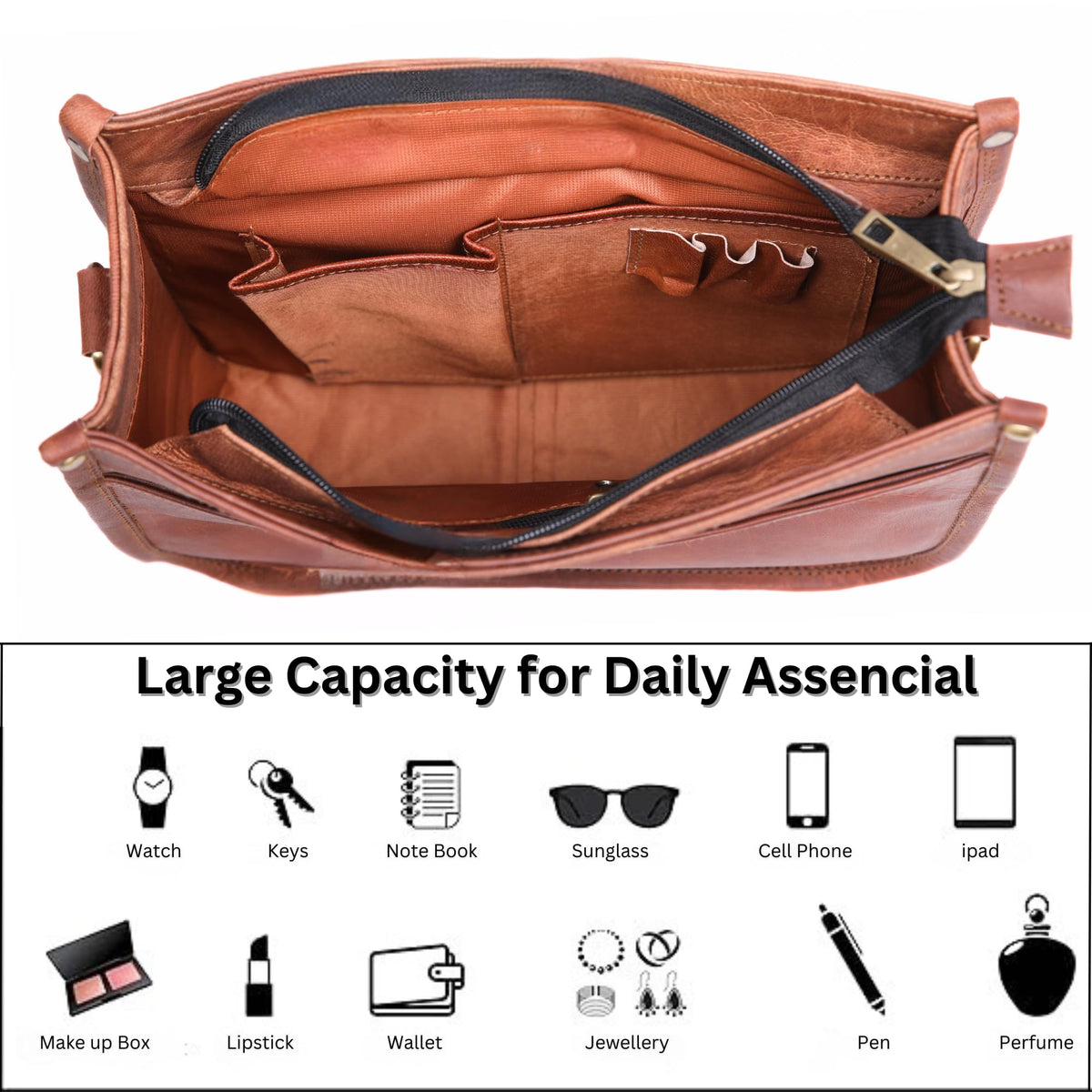 Rustic Tan Brown Leather Crossbody Purse H9424