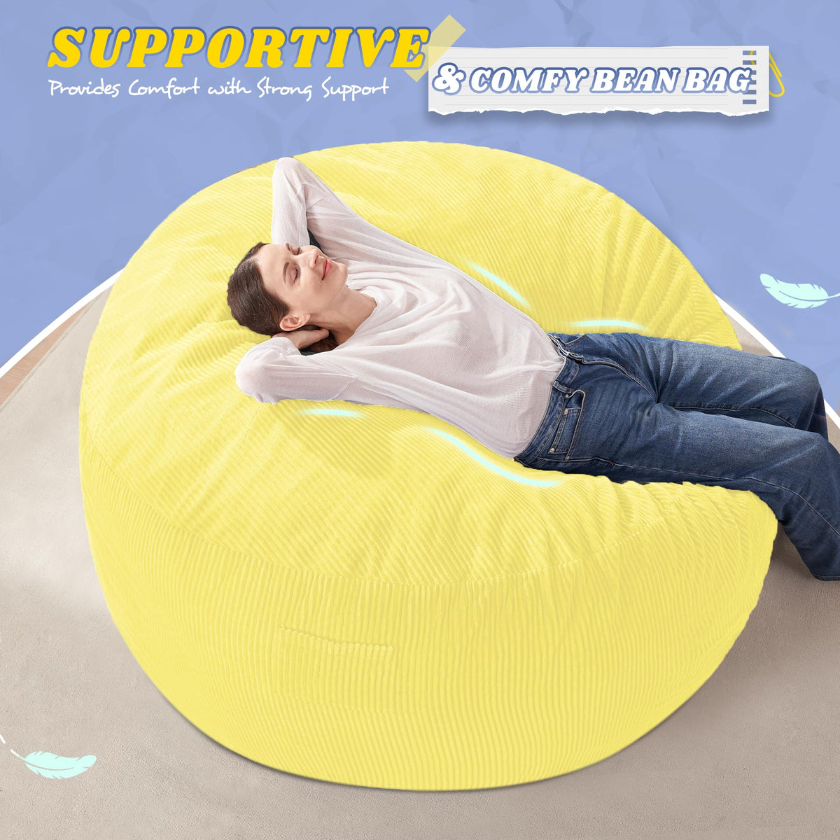 3FT Memory Foam Corduroy Bean Bag Chair E726
