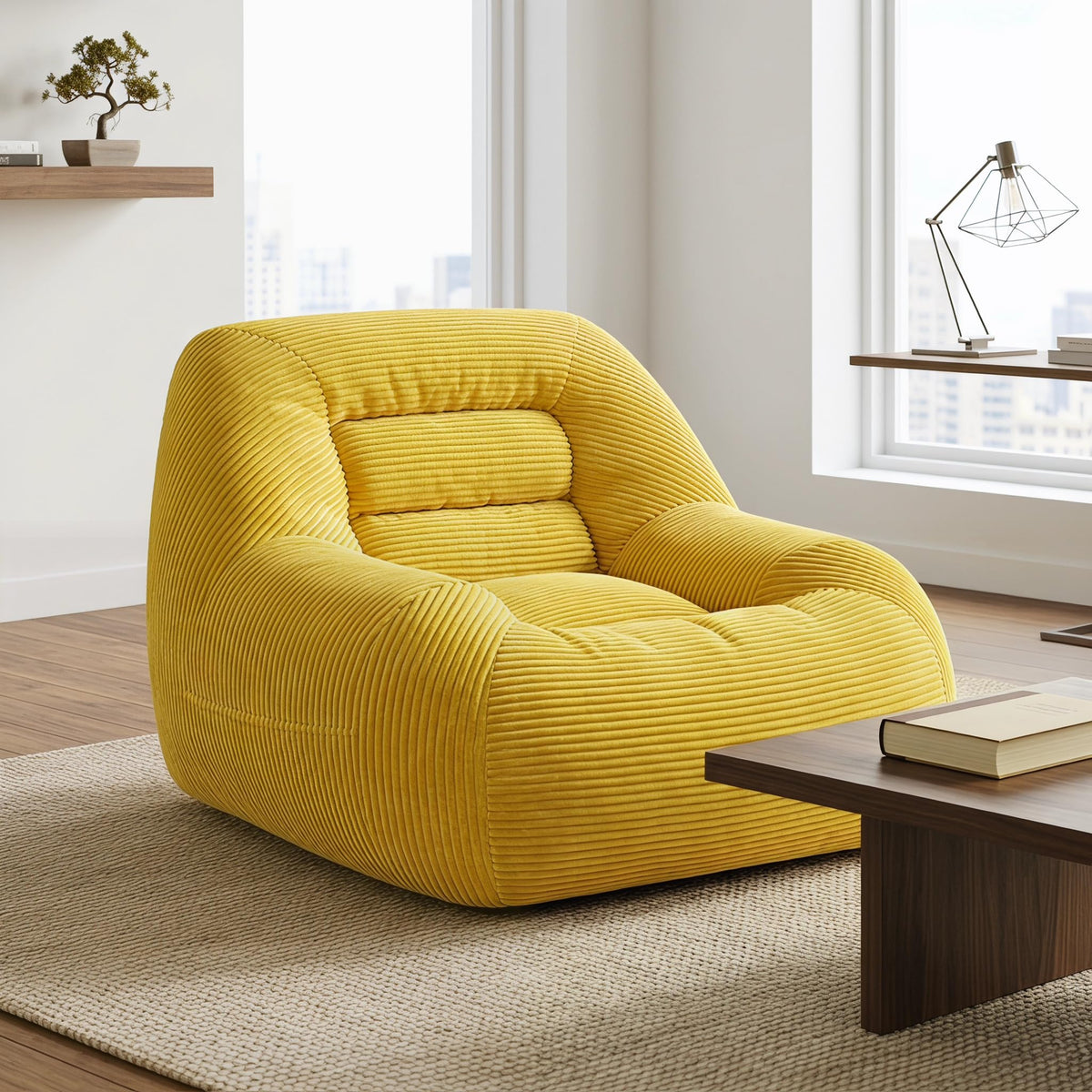 Oversized Corduroy Memory Foam Bean Bag Chair X298736