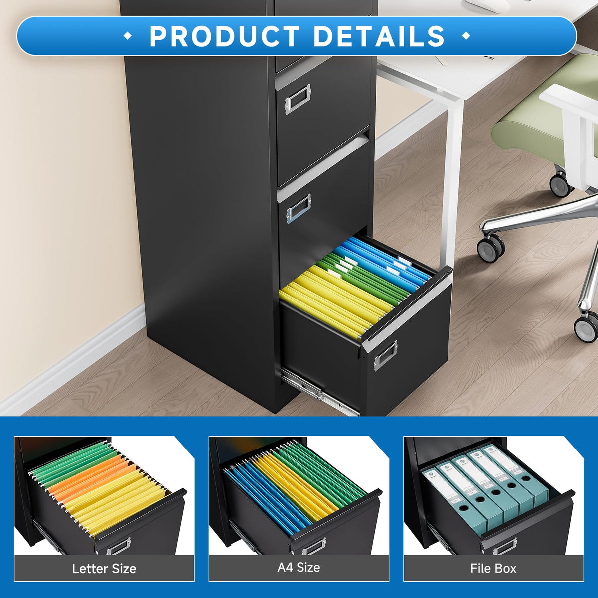 4 Drawer Lock Metal Vertical File Cabinet S94450