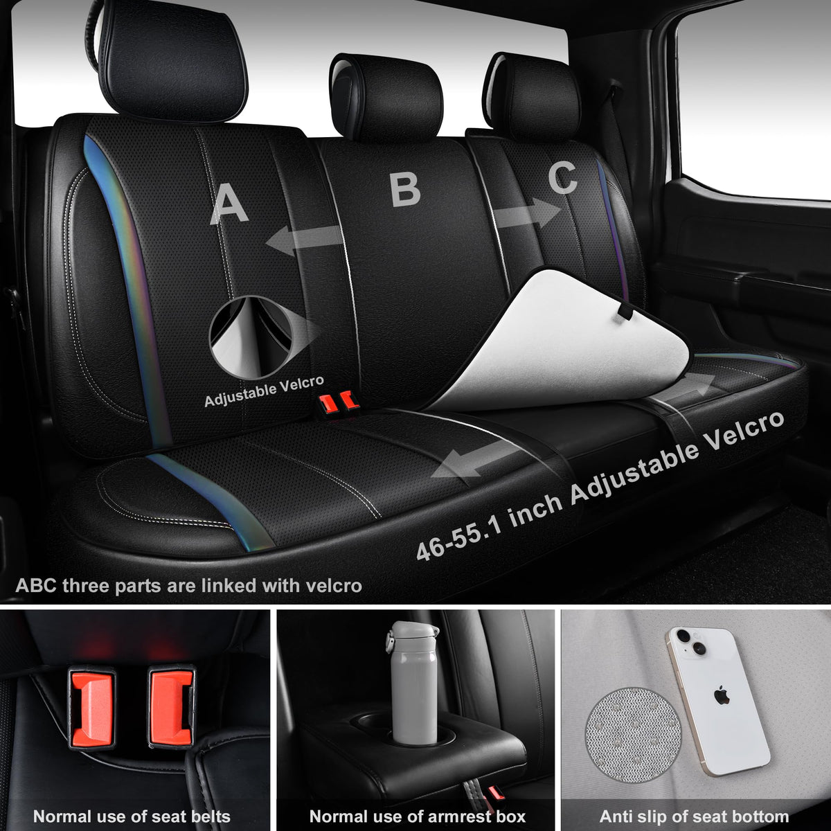 Nappa Leather Car Seat Covers 5 Seats Full Set B136