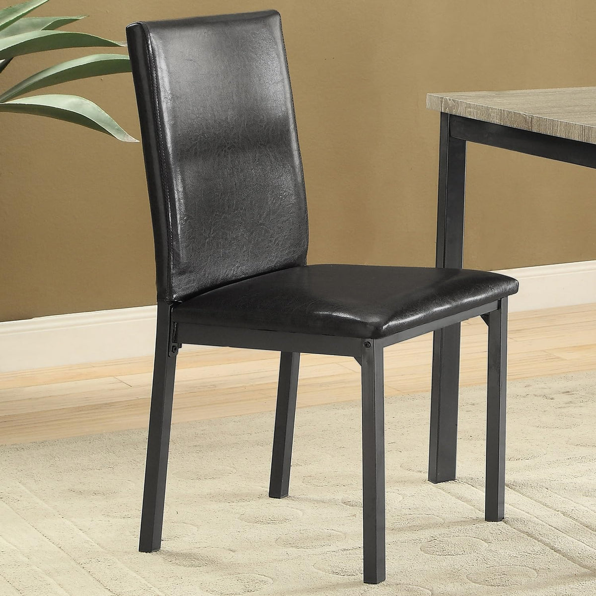 Black Leatherette Dining Chairs Set of 2 W8065