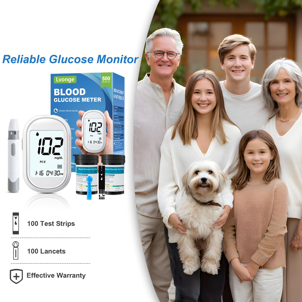 Glucose Monitor Kit with 100 Test Strips & Lancets D6194
