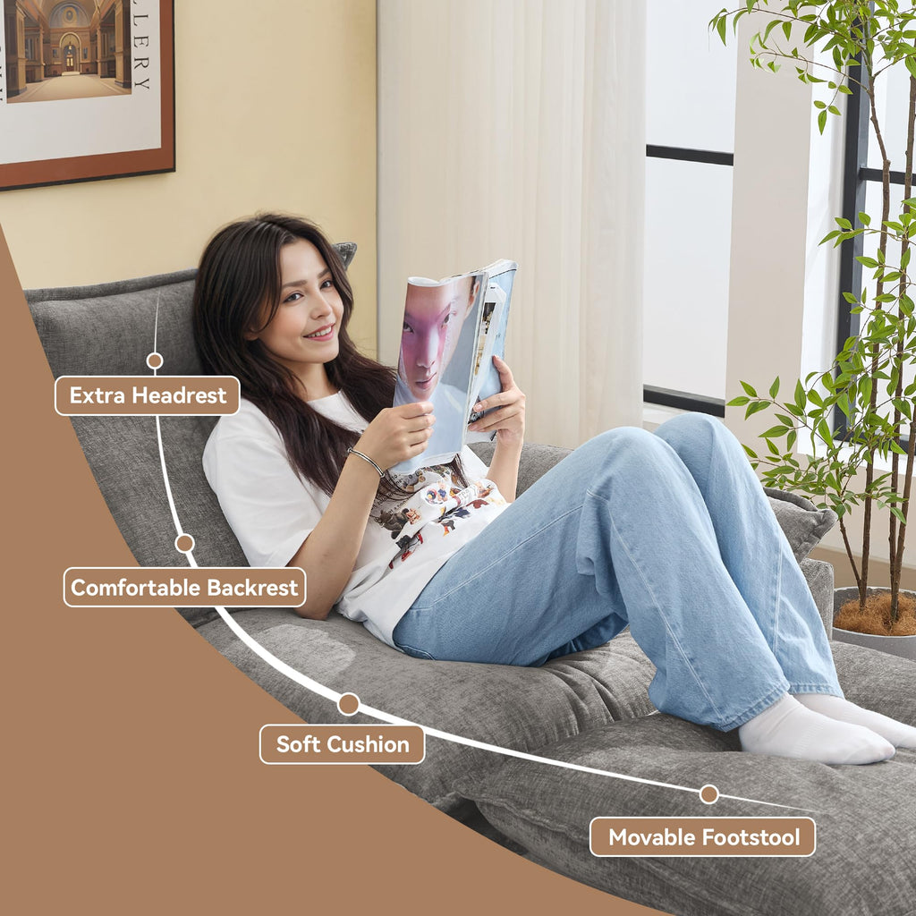 Oversized Chenille Sofa Chair with Ottoman M720880