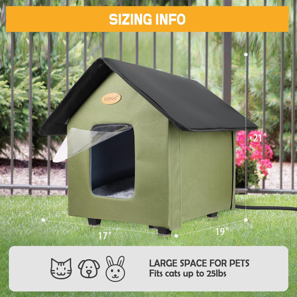 Heated Weatherproof Insulated Outdoor Cat House O966860