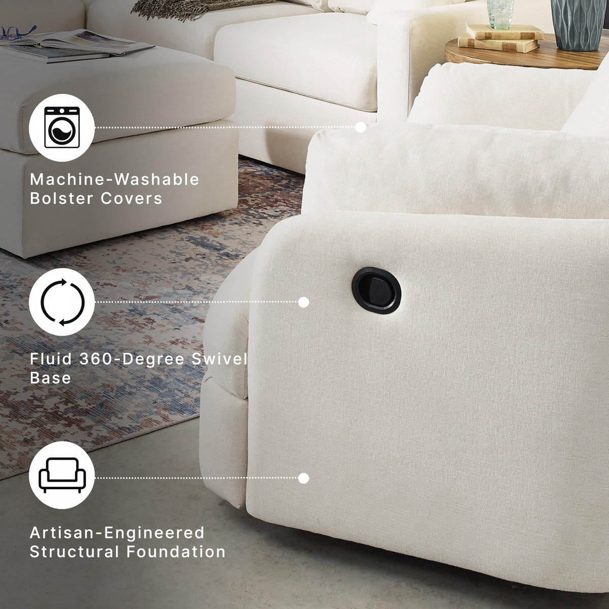Beige Swivel Glider Recliner Rocking Chair J557