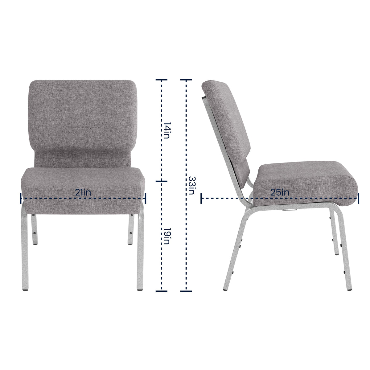 4 Pack Stacking Church Chair in Gray Fabric N6641