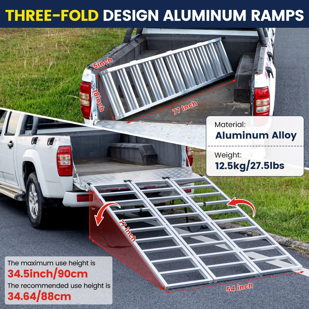 77" x 54" Tri-Fold Aluminum Loading Ramp, 1800 lbs Capacity Y377111