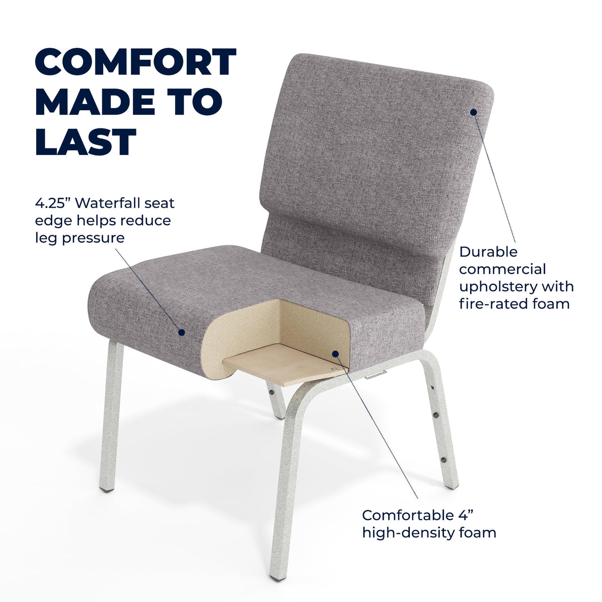 4 Pack Stacking Church Chair in Gray Fabric N6641