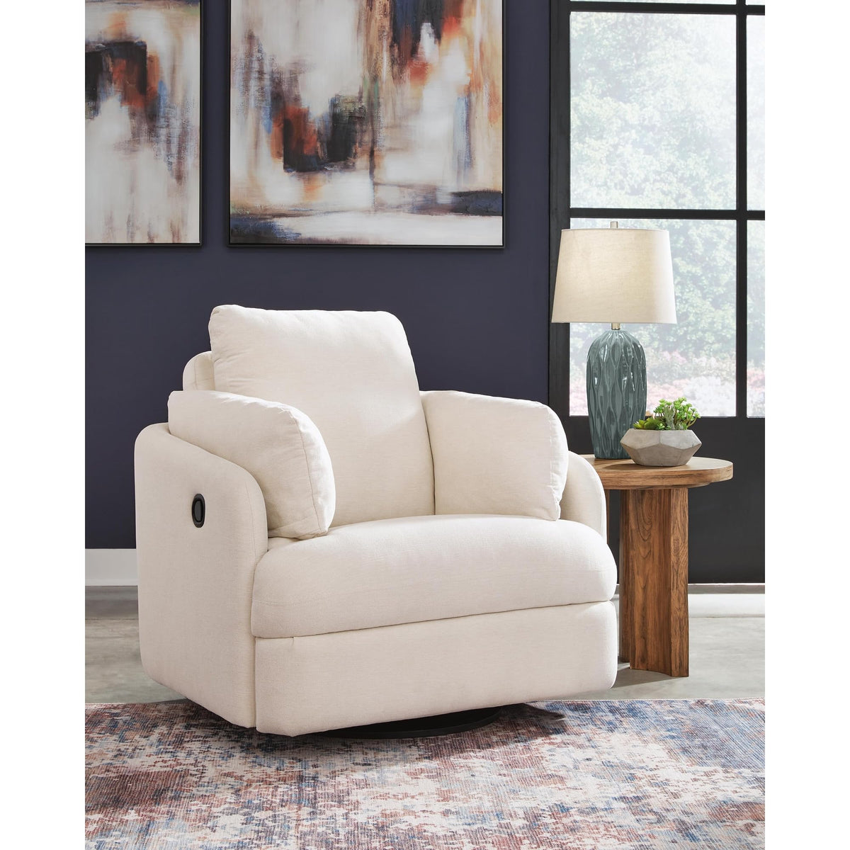 Beige Swivel Glider Recliner Rocking Chair J557