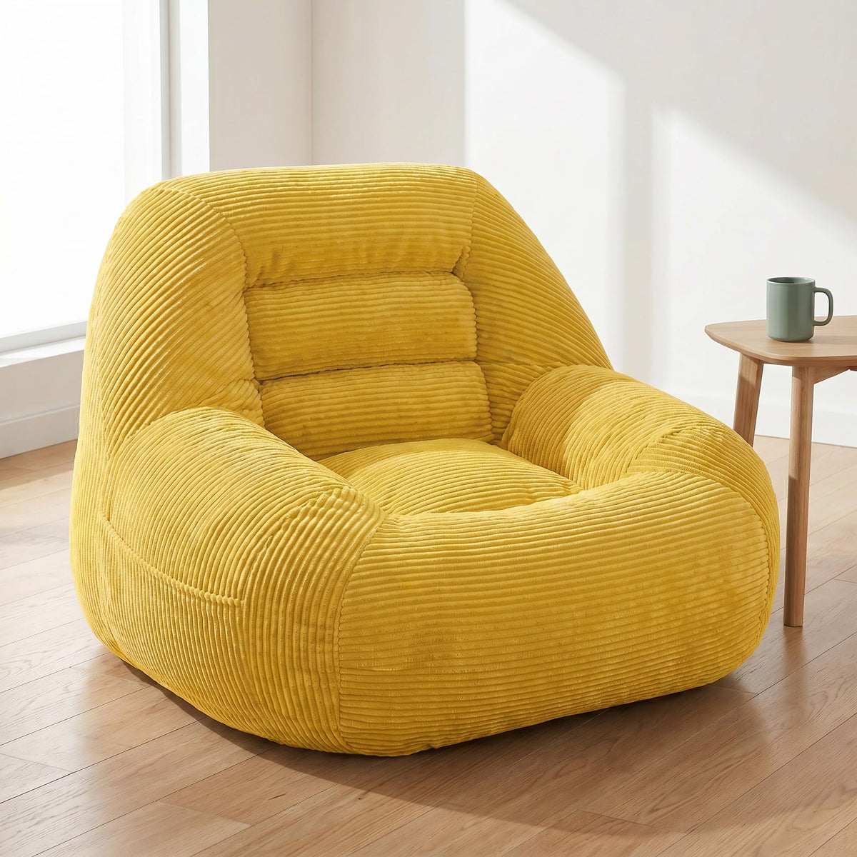 Oversized Corduroy Memory Foam Bean Bag Chair X298736