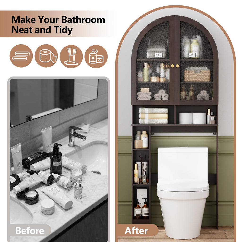 Over The Toilet Storage Cabinet with Acrylic Doors and Adjustable Shelf S6735